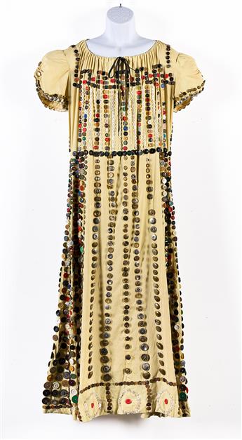 1930s Depression-Era Handmade Dress and Shawl. Decorated with Buttons.